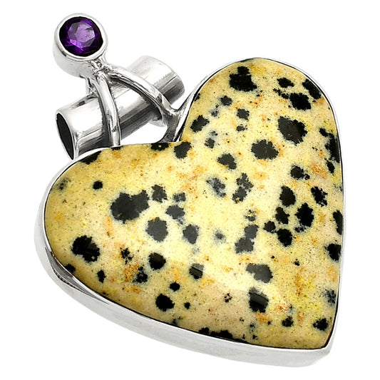 Heart - Natural Dalmatian & Amethyst Pendant P-1159 SDP149689
