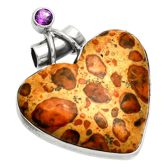 Heart - Leopardite Jasper & Amethyst Pendant P-1159 SDP149690