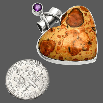 Heart - Leopardite Jasper & Amethyst Pendant P-1159 SDP149697