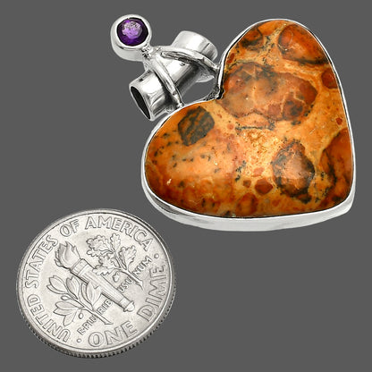 Heart - Leopardite Jasper & Amethyst Pendant P-1159 SDP149698