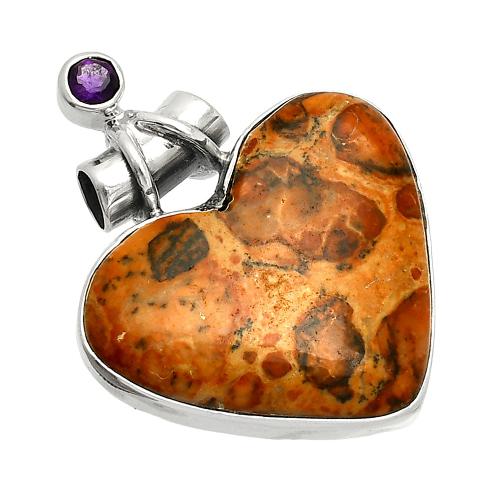 Heart - Leopardite Jasper & Amethyst Pendant P-1159 SDP149698