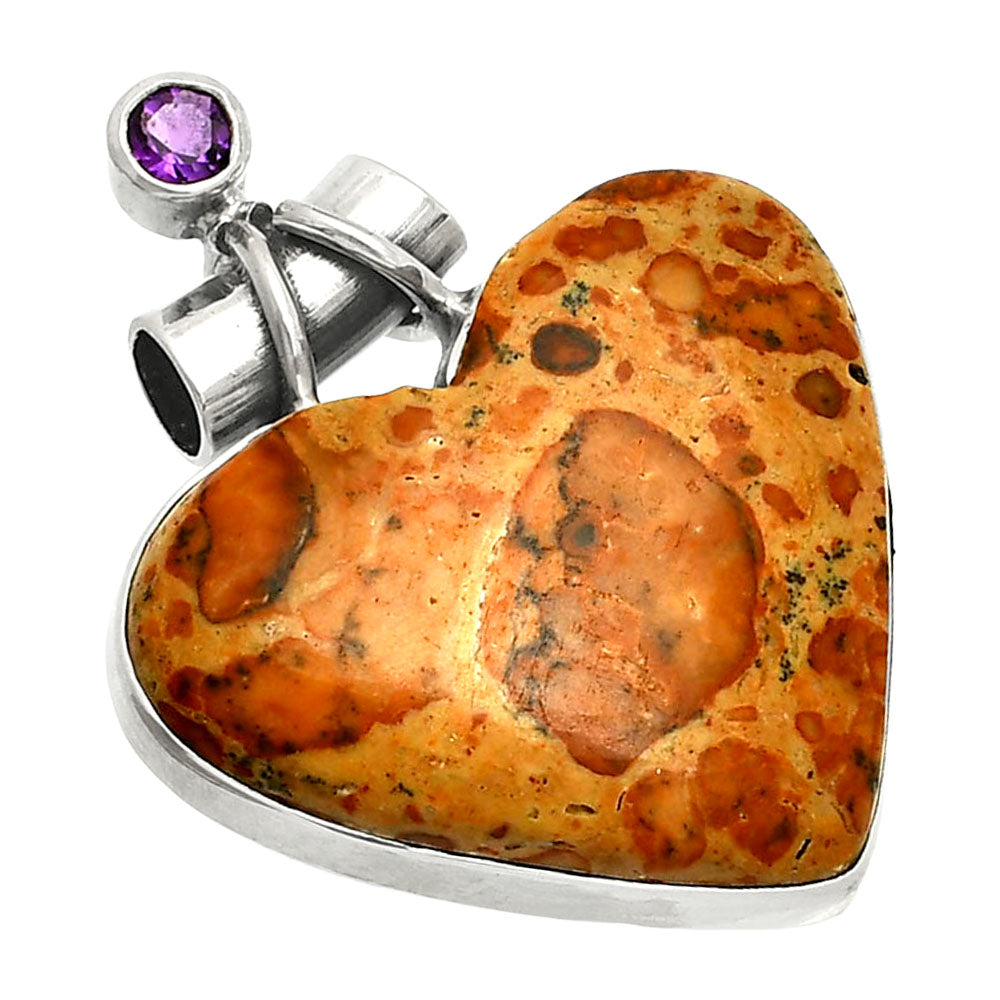 Heart - Leopardite Jasper & Amethyst Pendant P-1159 SDP149701