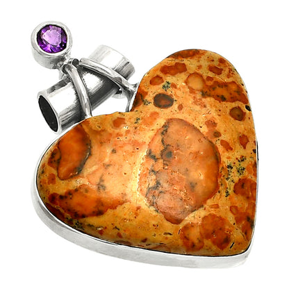 Heart - Leopardite Jasper & Amethyst Pendant P-1159 SDP149701