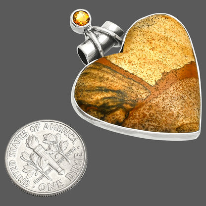 Heart - Picture Jasper & Citrine Pendant P-1159 SDP149703