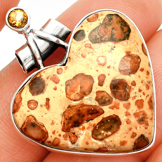 Heart - Leopardite Jasper & Citrine Pendant P-1159 SDP149716