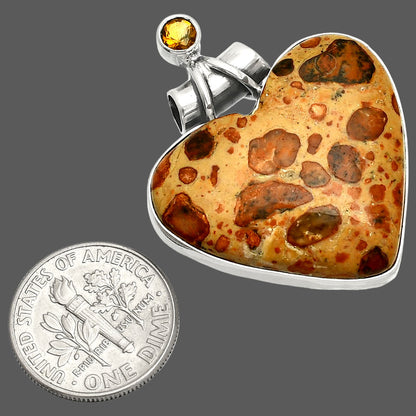 Heart - Leopardite Jasper & Citrine Pendant P-1159 SDP149716