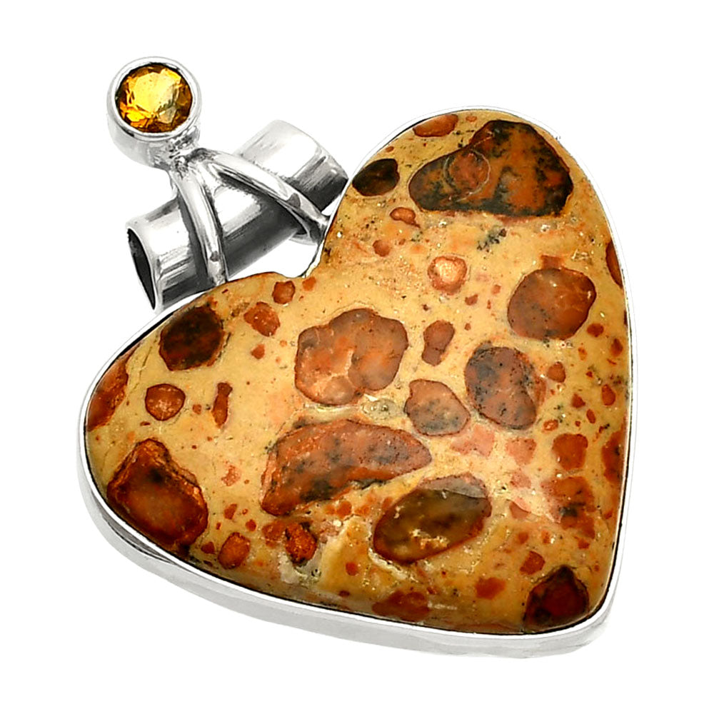 Heart - Leopardite Jasper & Citrine Pendant P-1159 SDP149716