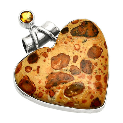 Heart - Leopardite Jasper & Citrine Pendant P-1159 SDP149716