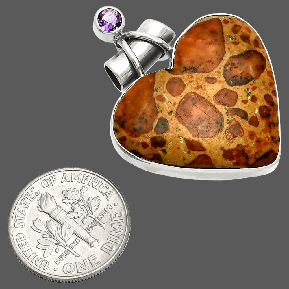 Heart - Leopardite Jasper & Amethyst Pendant P-1159 SDP149726