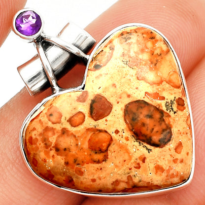 Heart - Leopardite Jasper & Amethyst Pendant P-1159 SDP149735