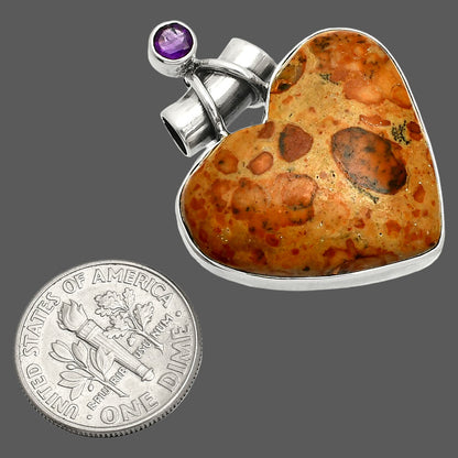 Heart - Leopardite Jasper & Amethyst Pendant P-1159 SDP149735
