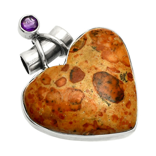 Heart - Leopardite Jasper & Amethyst Pendant P-1159 SDP149735