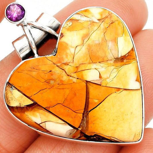Heart Brecciated Mookaite & Amethyst Pendant P-1159 SDP149736