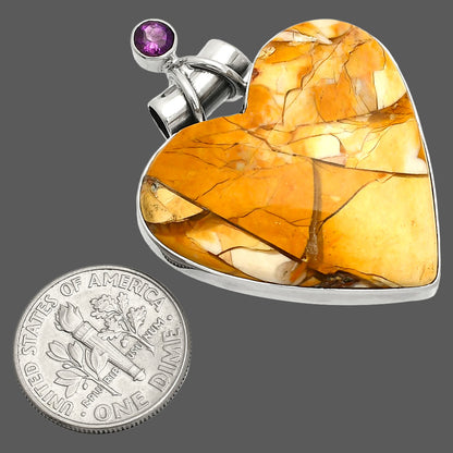 Heart Brecciated Mookaite & Amethyst Pendant P-1159 SDP149736