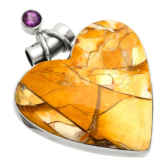 Heart Brecciated Mookaite & Amethyst Pendant P-1159 SDP149736