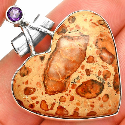 Heart - Leopardite Jasper & Amethyst Pendant P-1159 SDP149747