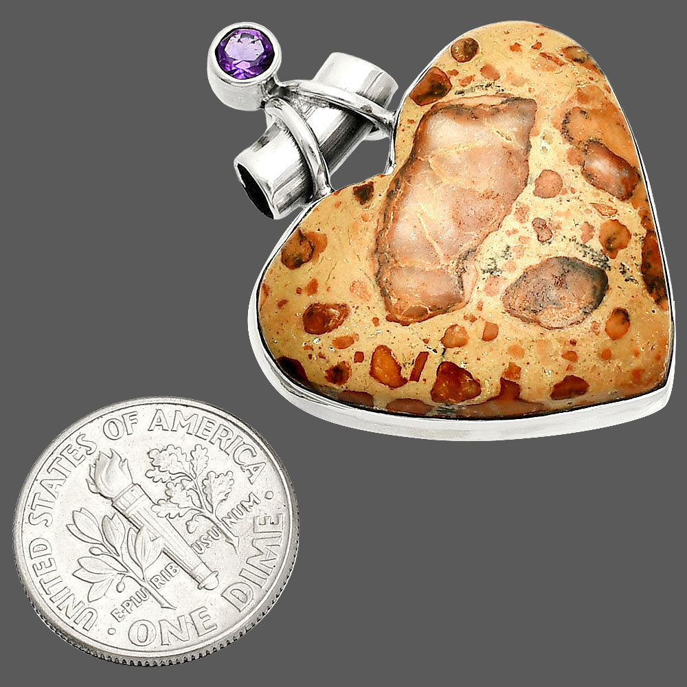 Heart - Leopardite Jasper & Amethyst Pendant P-1159 SDP149747
