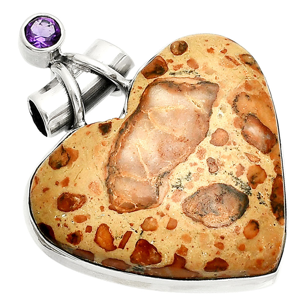 Heart - Leopardite Jasper & Amethyst Pendant P-1159 SDP149747