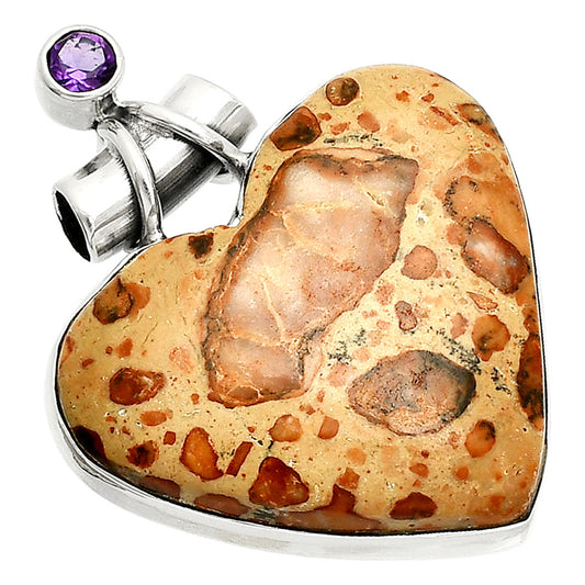 Heart - Leopardite Jasper & Amethyst Pendant P-1159 SDP149747
