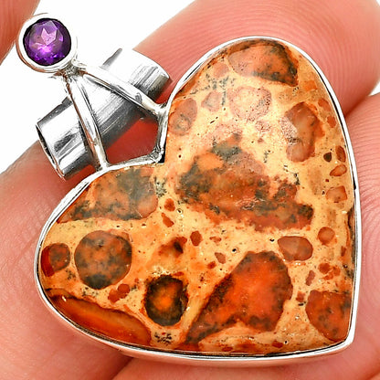 Heart - Leopardite Jasper & Amethyst Pendant P-1159 SDP149748