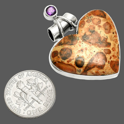 Heart - Leopardite Jasper & Amethyst Pendant P-1159 SDP149748