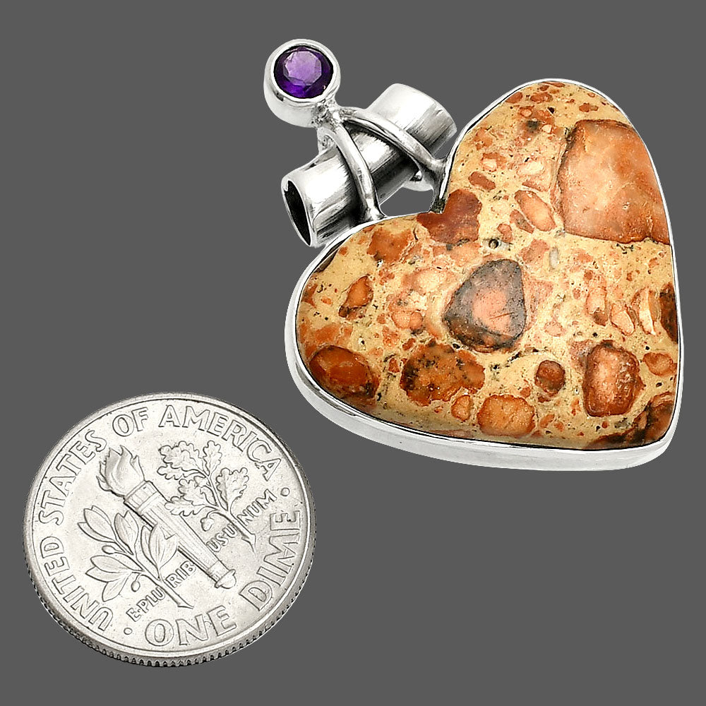 Heart - Leopardite Jasper & Amethyst Pendant P-1159 SDP149750