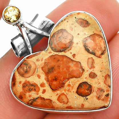 Heart - Leopardite Jasper & Citrine Pendant P-1159 SDP149751