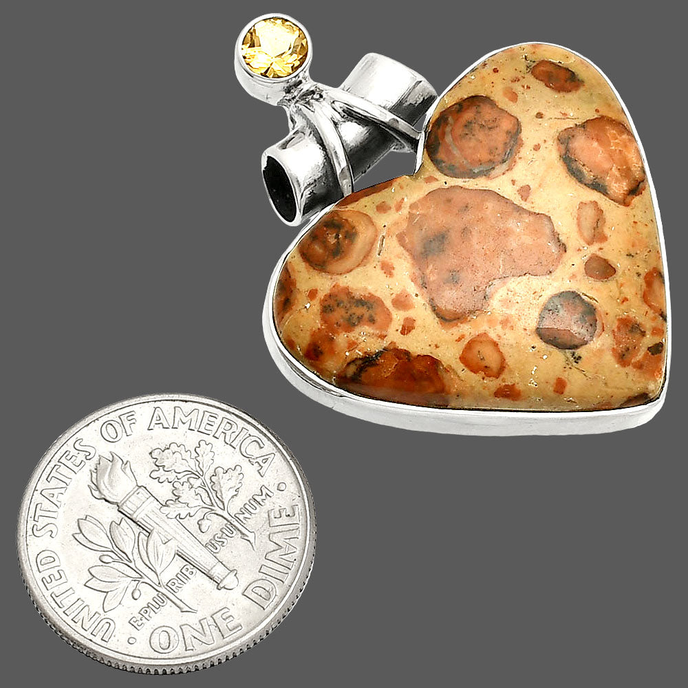 Heart - Leopardite Jasper & Citrine Pendant P-1159 SDP149751