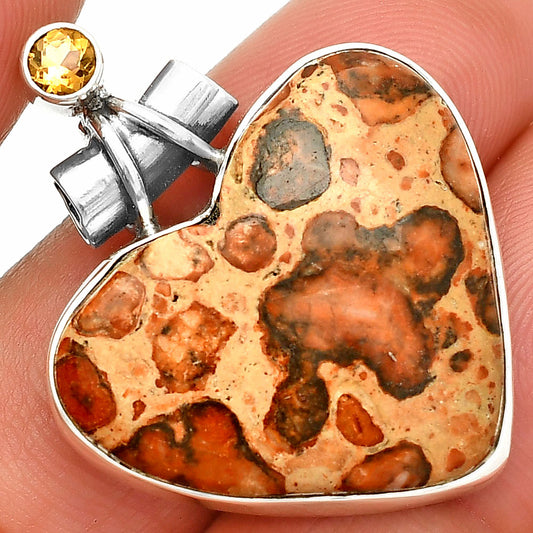 Heart - Leopardite Jasper & Citrine Pendant P-1159 SDP149766