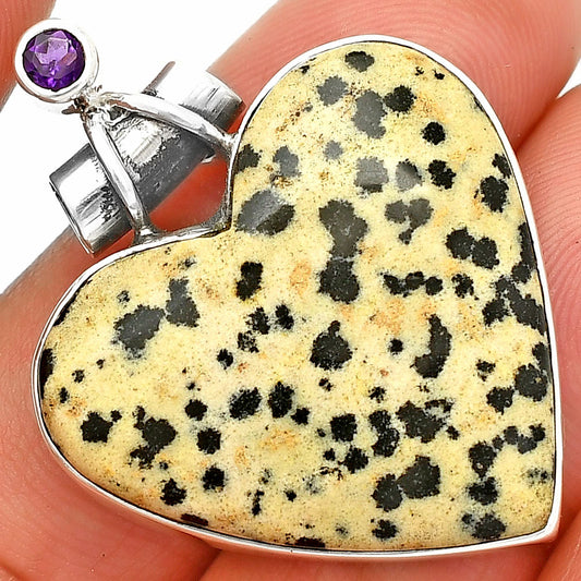 Heart - Natural Dalmatian & Amethyst Pendant P-1159 SDP149767