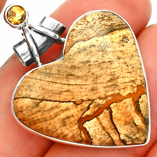 Heart - Picture Jasper & Citrine Pendant P-1159 SDP149770