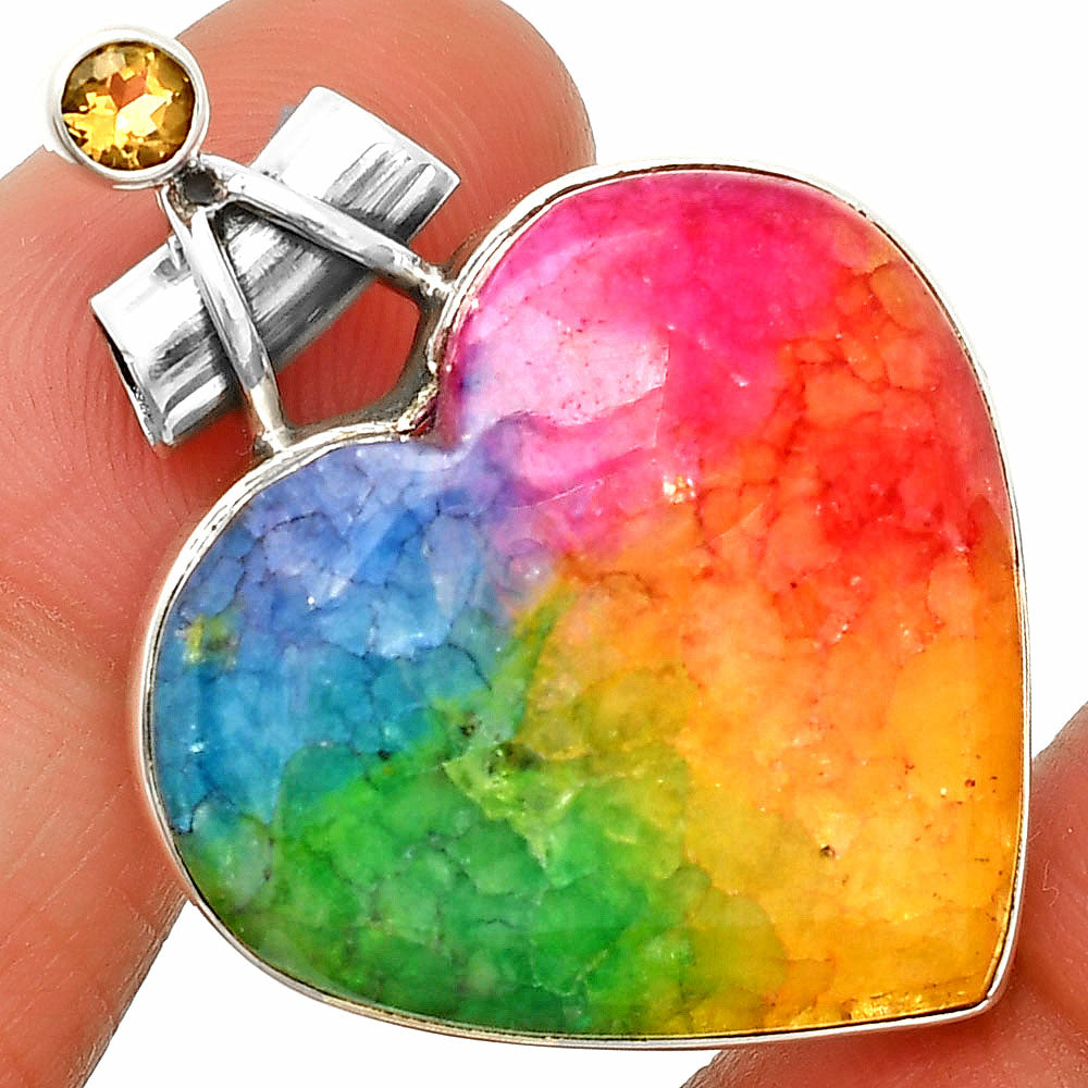 Heart - Multi Solar Quartz & Citrine Pendant P-1159 SDP149774