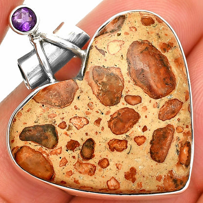 Heart - Leopardite Jasper & Amethyst Pendant P-1159 SDP149780
