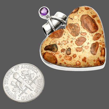 Heart - Leopardite Jasper & Amethyst Pendant P-1159 SDP149780