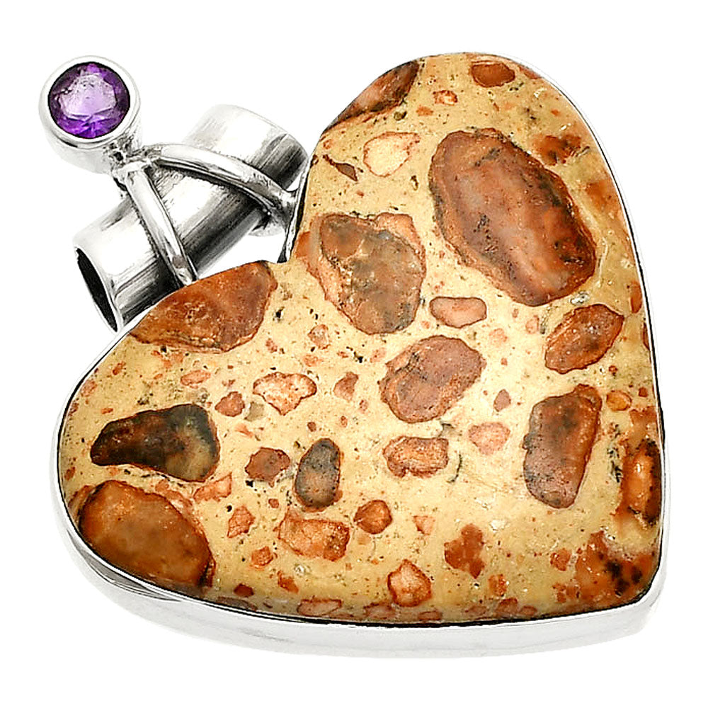 Heart - Leopardite Jasper & Amethyst Pendant P-1159 SDP149780