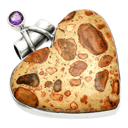 Heart - Leopardite Jasper & Amethyst Pendant P-1159 SDP149780
