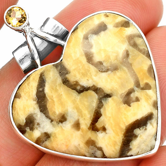 Heart - Septarian - Dragon Stone & Citrine Pendant P-1159 SDP149781