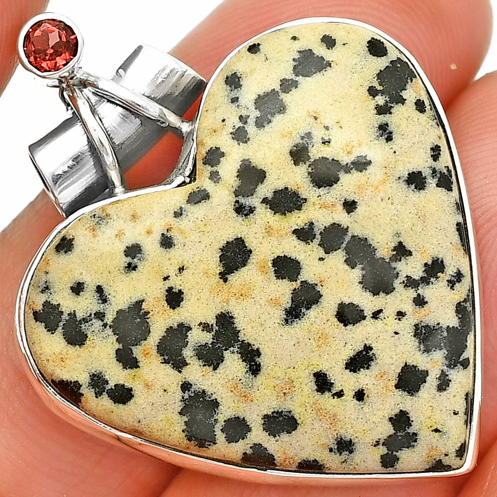 Heart - Natural Dalmatian & Garnet Pendant P-1159 SDP149785
