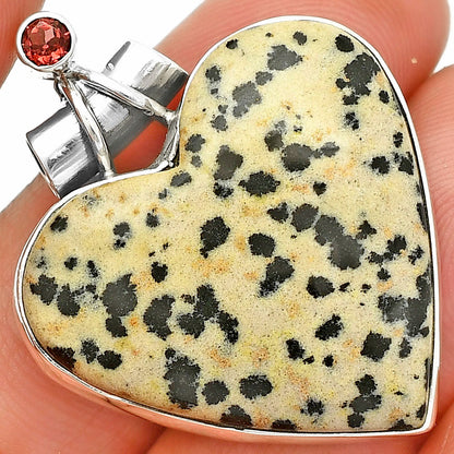 Heart - Natural Dalmatian & Garnet Pendant P-1159 SDP149785