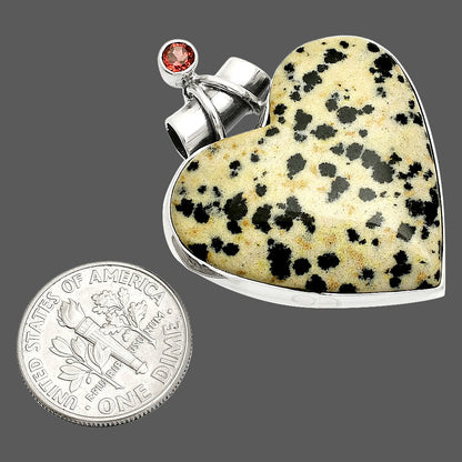 Heart - Natural Dalmatian & Garnet Pendant P-1159 SDP149785