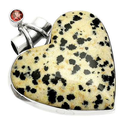 Heart - Natural Dalmatian & Garnet Pendant P-1159 SDP149785