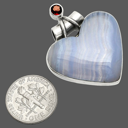 Heart - Blue Lace Agate & Garnet Pendant P-1159 SDP149787