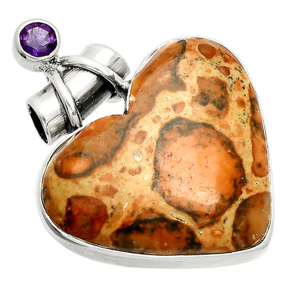 Heart - Leopardite Jasper & Amethyst Pendant P-1159 SDP149799