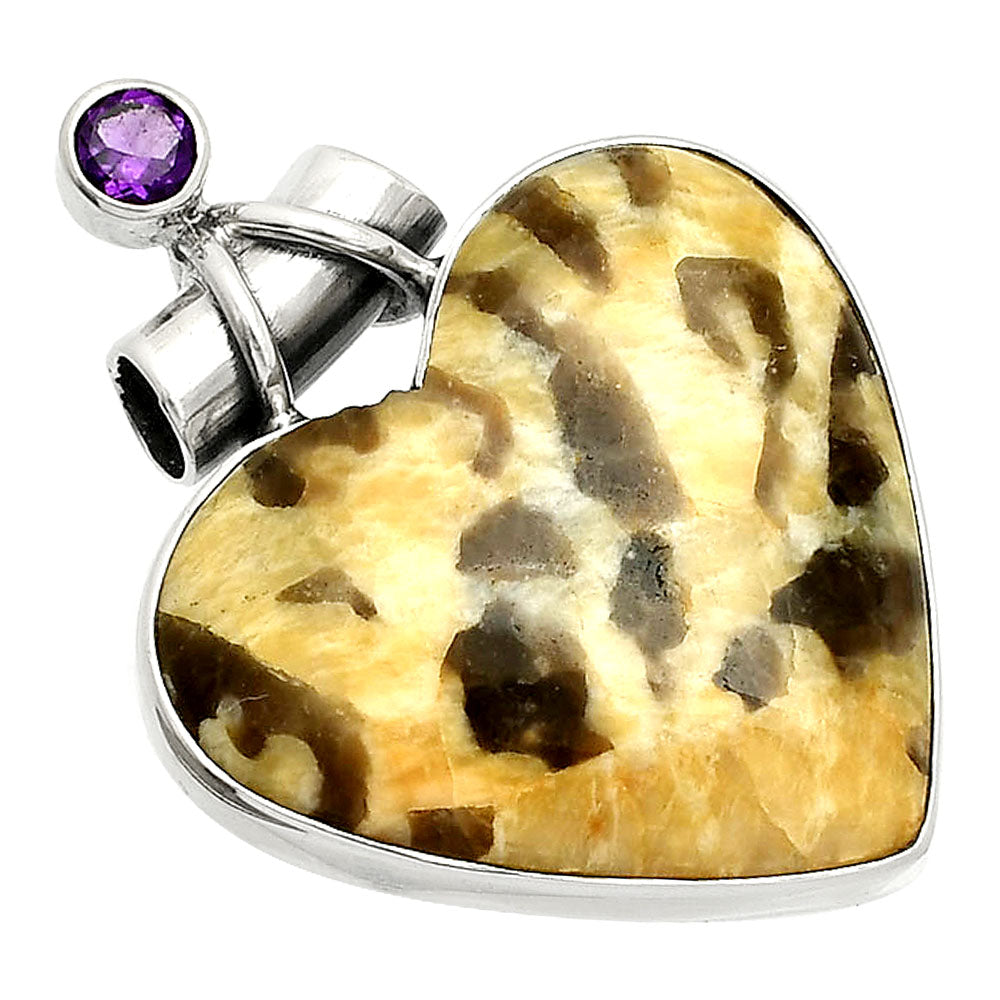 Heart - Septarian - Dragon Stone & Amethyst Pendant P-1159 SDP149801