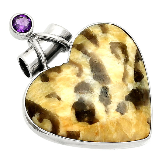 Heart - Septarian - Dragon Stone & Amethyst Pendant P-1159 SDP149801
