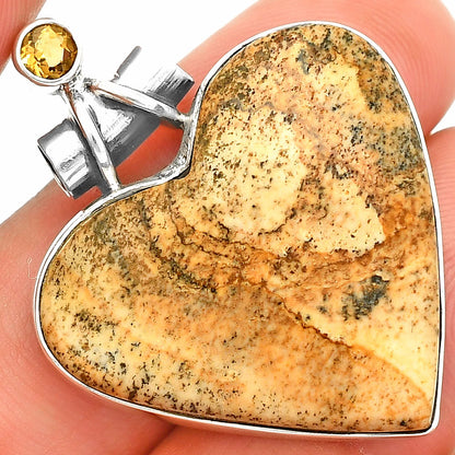 Heart - Picture Jasper & Citrine Pendant P-1159 SDP149802
