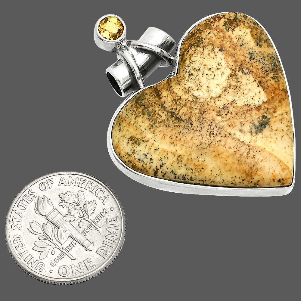 Heart - Picture Jasper & Citrine Pendant P-1159 SDP149802