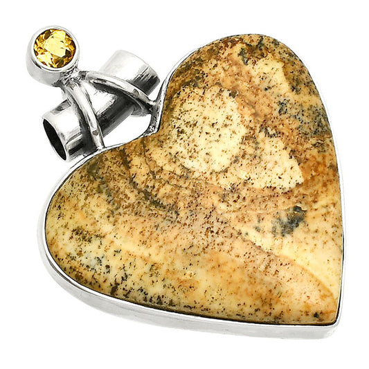 Heart - Picture Jasper & Citrine Pendant P-1159 SDP149802
