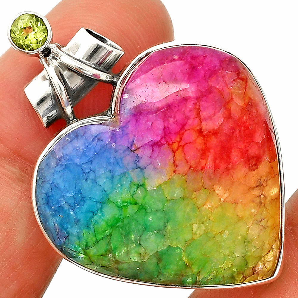 Heart - Multi Solar Quartz & Peridot Pendant P-1159 SDP149808