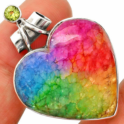 Heart - Multi Solar Quartz & Peridot Pendant P-1159 SDP149808